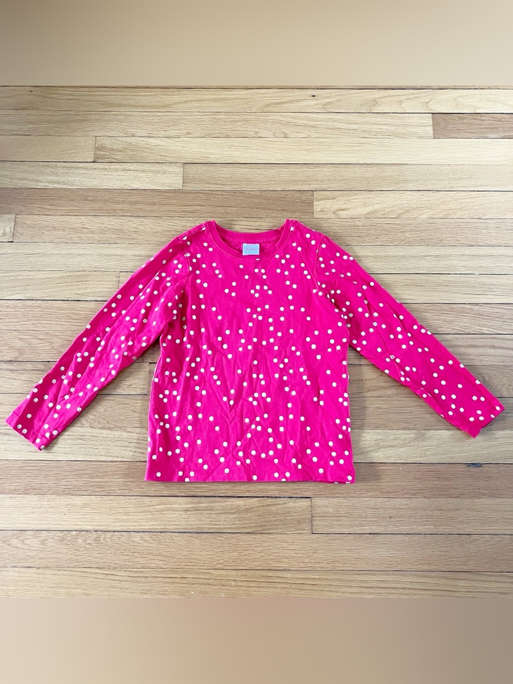 Hanna Andersson Red Gold Polka Dot Fall Pima Cotton Long Sleeve Tee 120 6-7